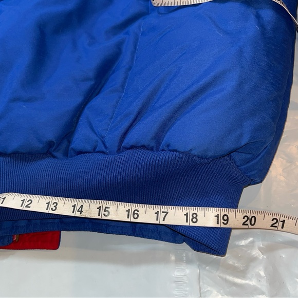 St. Moritz Ski Team XL MEN BLUE red DOWN PUFFER Jacket ZIP SNAP coat Snow WINTER - Picture 3 of 16
